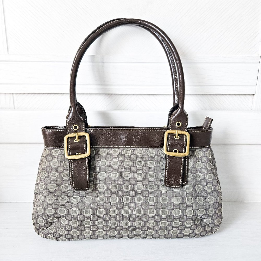 Nine West Geometric Pattern Brown and Gray Shoulder Bag In Great Condition